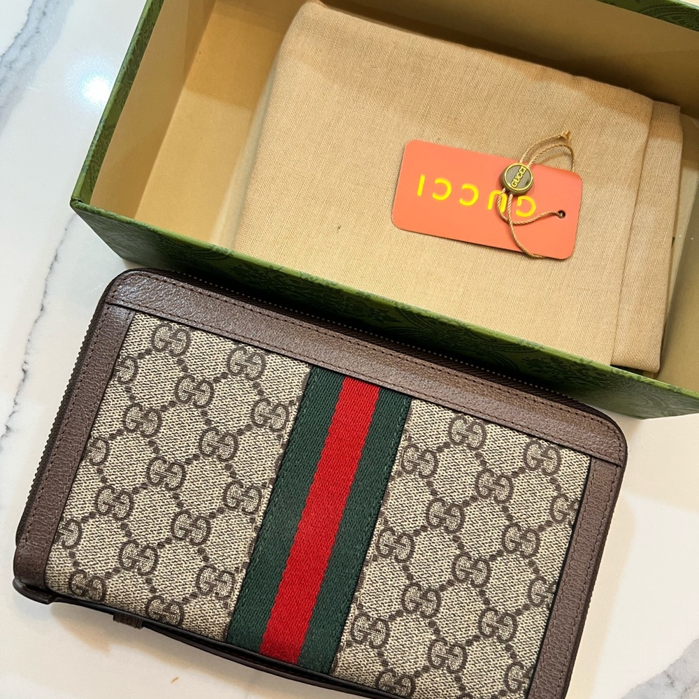 AUTHENTIC GUCCI Diamante Travel case Diamante Zip Around Long Wallet - Picture 2 of 4